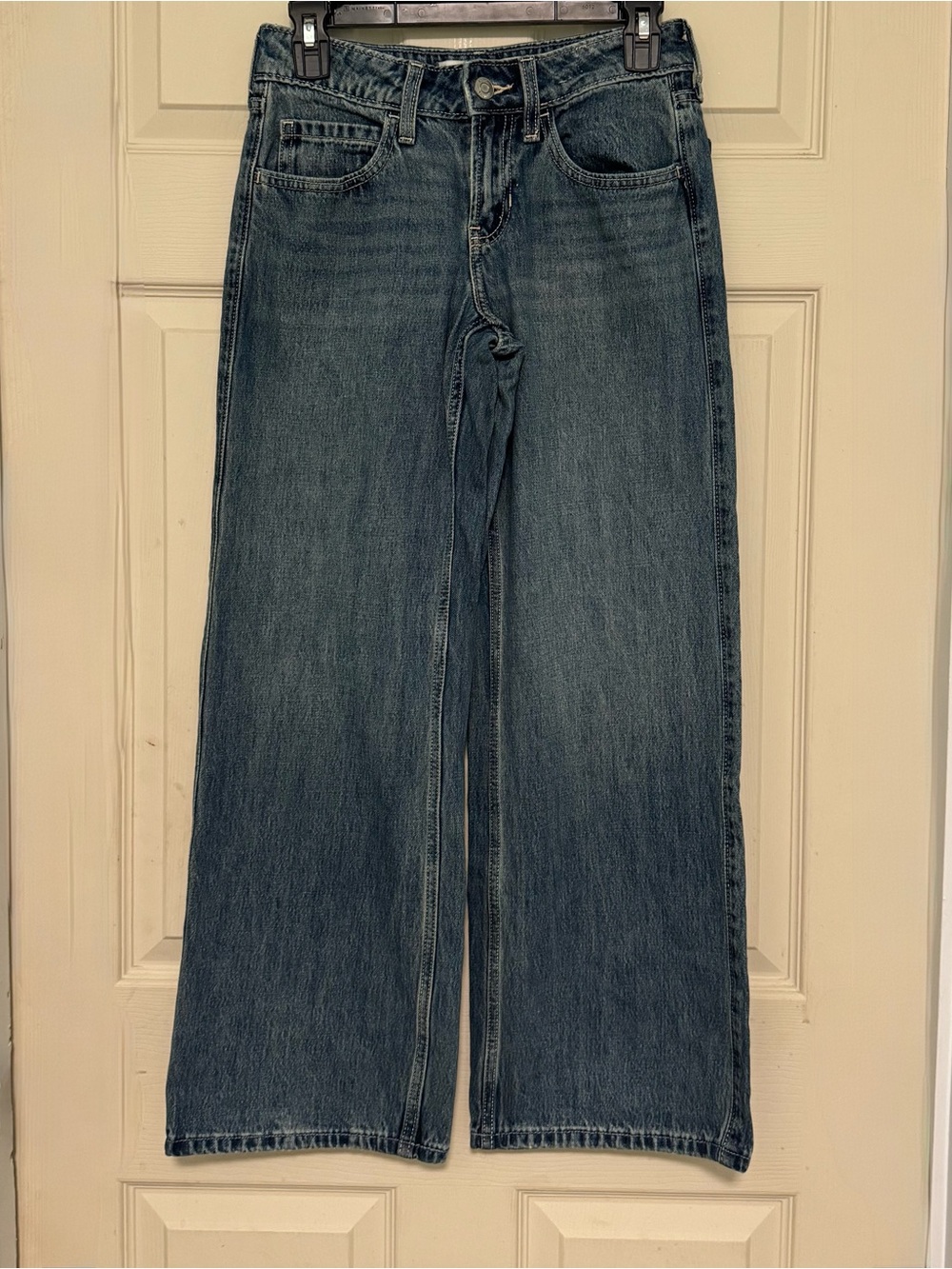 Hollister Low Rise Baggy Jeans Women’s 000 W23 Short Blue Denim Wide Leg